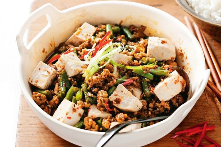Cooking Meat Spicy mince with tofu