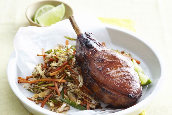 Cooking Meat Sticky pork cutlets with sesame slaw