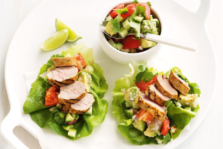 Cooking Meat Tex mex lettuce cups with avocado & tomato salsa