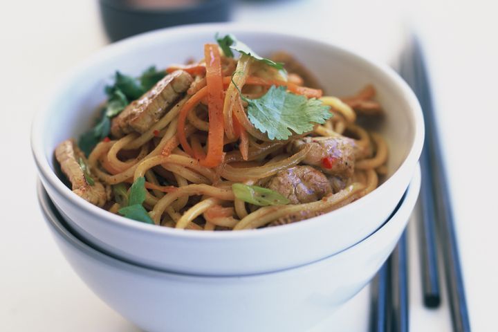 Cooking Meat Thai-style pork & hokkien noodle stir-fry