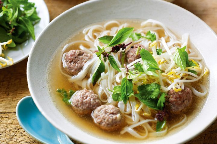 Cooking Meat Thai pork ball noodle soup