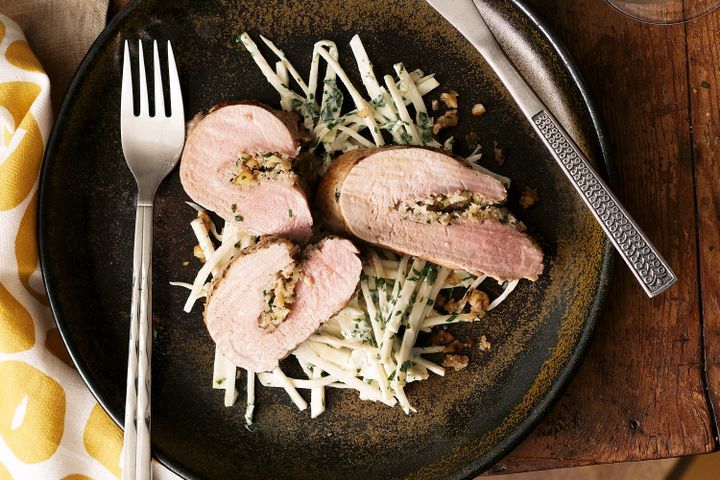 Cooking Meat Walnut-stuffed pork with celeriac remoulade