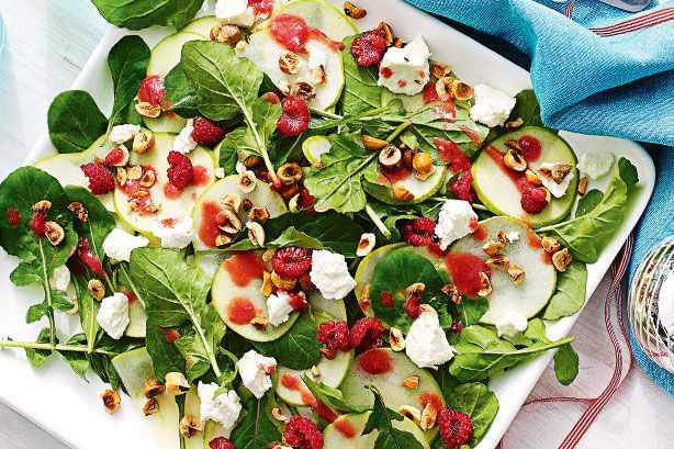 Cooking Salads Apple salad with raspberry dressing