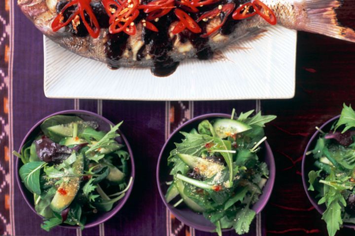 Cooking Salads Asian cress salad with sweet chilli dressing