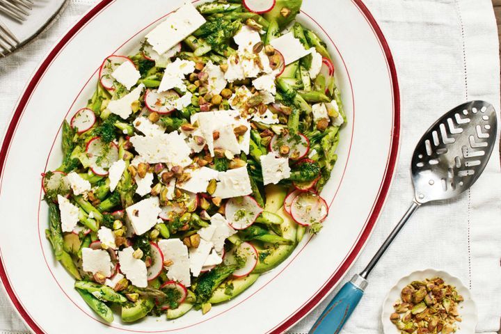 Cooking Salads Asparagus salad with fetta and pistachios