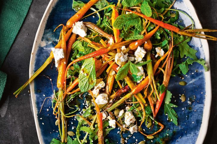 Cooking Salads Baby carrot salad with roasted lemon dressing