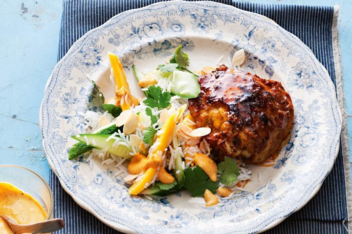 Cooking Salads Barbecued coronation chicken with mango rice salad