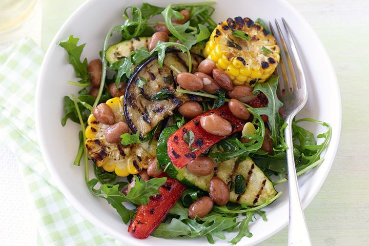 Cooking Salads Bean salad with chargrilled vegies