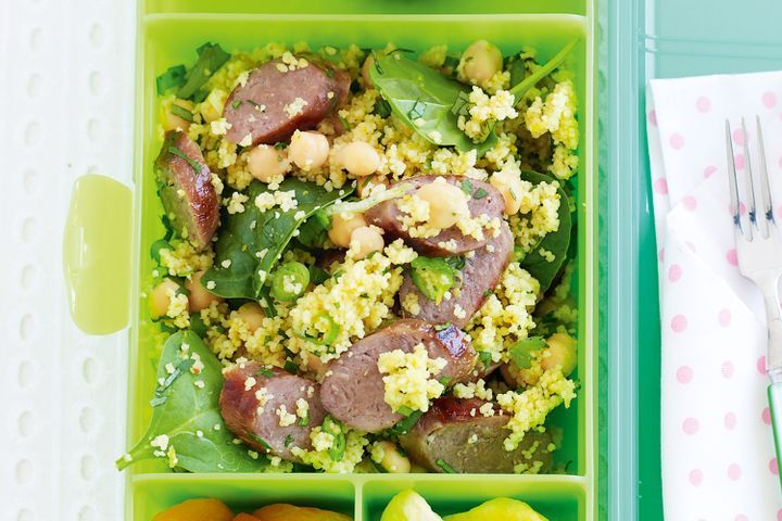 Cooking Salads Beef sausage and couscous salad