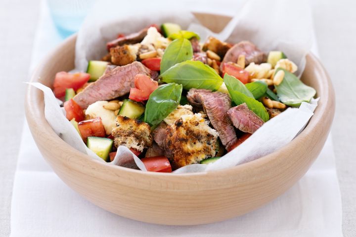 Cooking Salads Bocconcini, lamb and bread salad