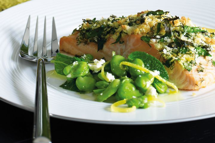 Cooking Salads Broad bean, lemon & feta salad