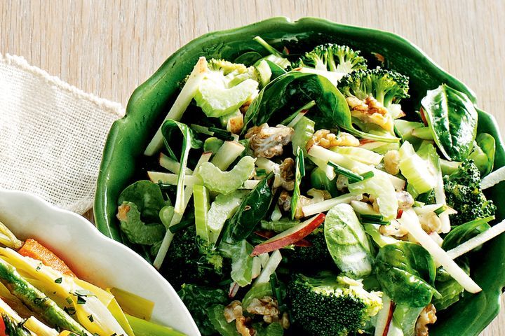 Cooking Salads Broccoli with waldorf salad