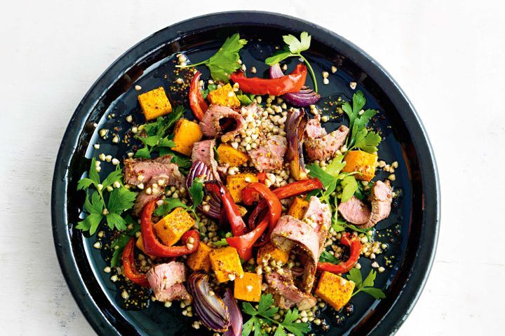 Cooking Salads Buckwheat, beef & roast veg salad