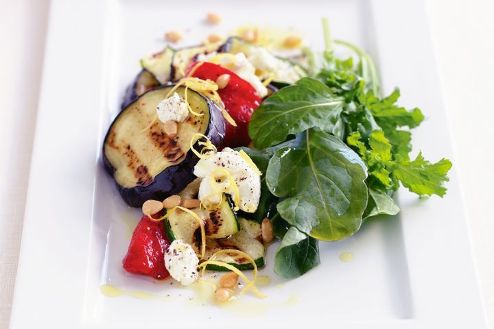 Cooking Salads Char-grilled eggplant and rocket salad
