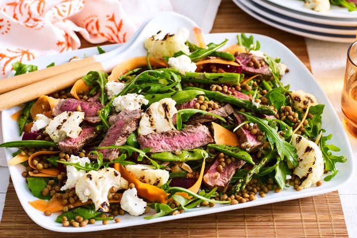 Cooking Salads Chargrilled spring lamb salad