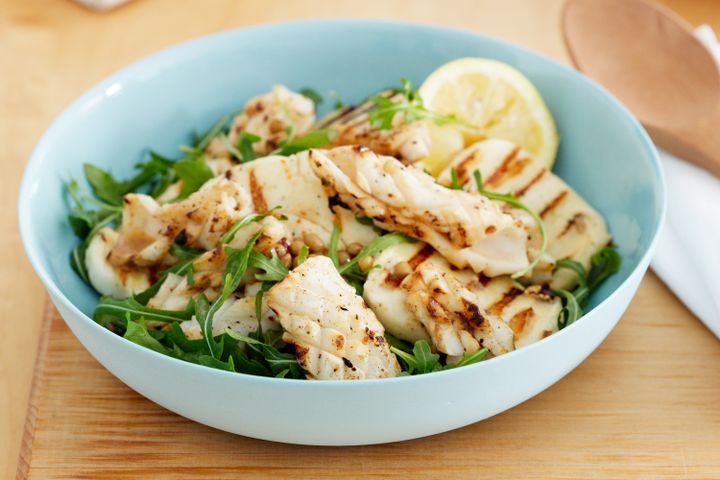 Cooking Salads Chargrilled squid and lentil salad