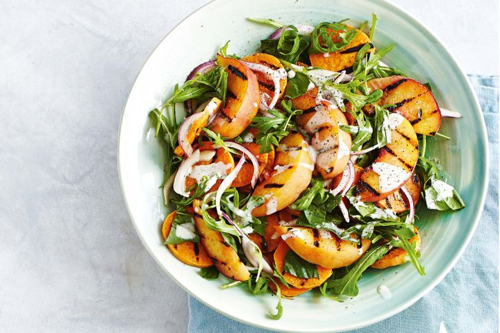 Cooking Salads Chargrilled sweet potato, peach and rocket salad