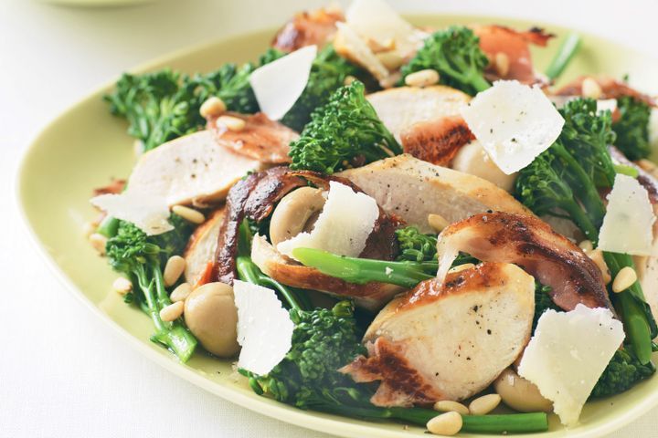 Cooking Salads Chicken, pancetta and broccolini salad