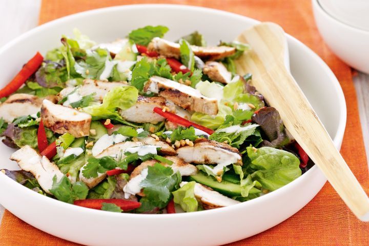 Cooking Salads Chicken and herb salad with creamy lime dressing