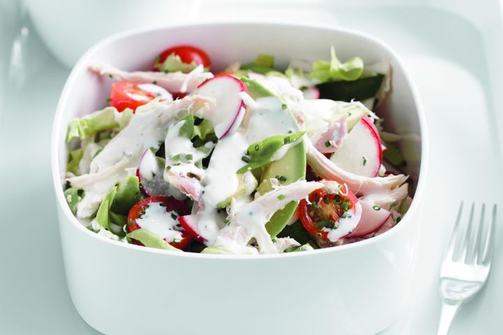 Cooking Salads Chicken salad with low-fat ranch dressing