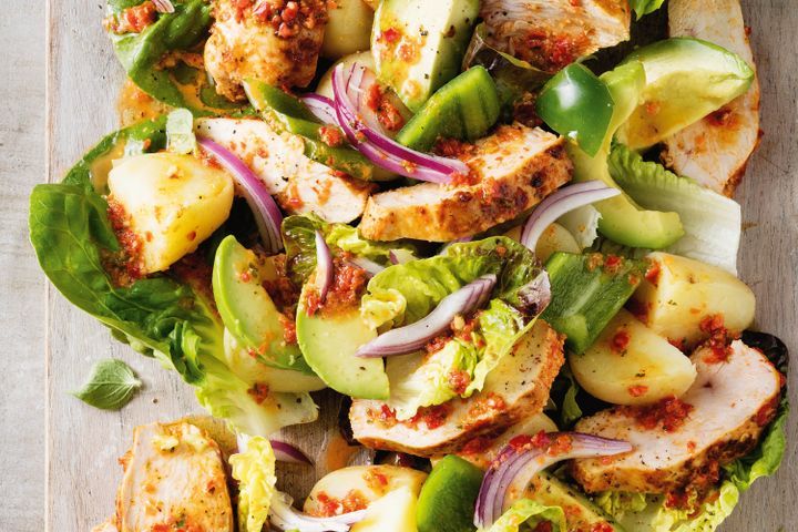 Cooking Salads Chilli chicken and avocado salad