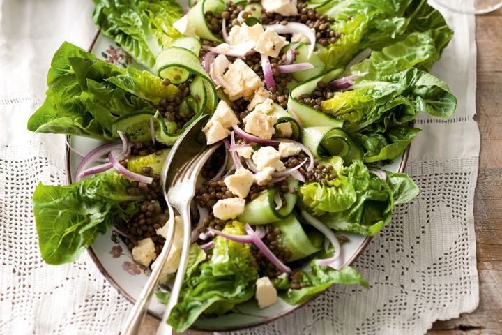 Cooking Salads Cos and lentil salad