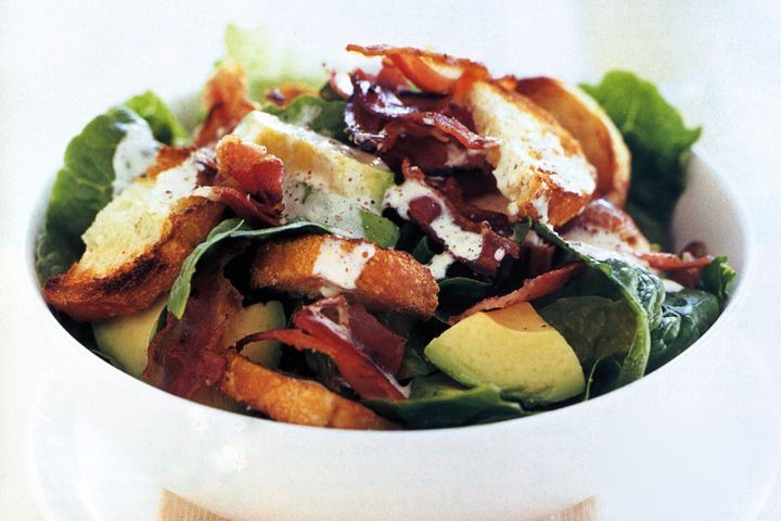 Cooking Salads Crisp pancetta, avocado and cos salad