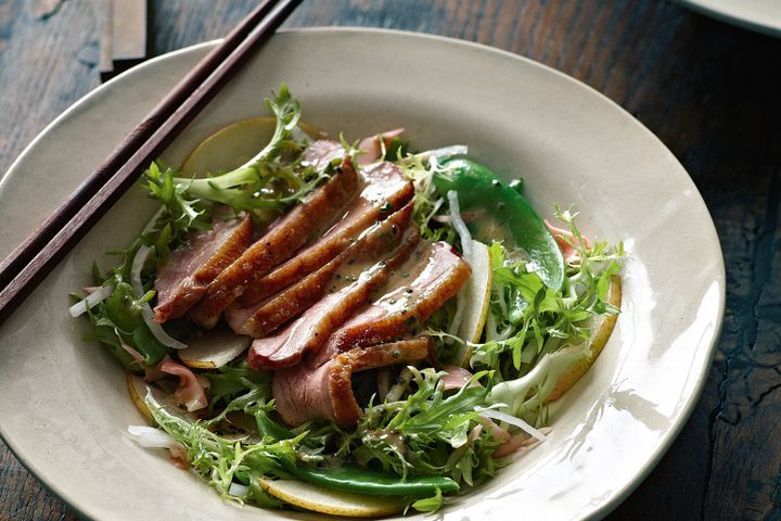 Cooking Salads Duck and nashi pear salad with sesame dressing