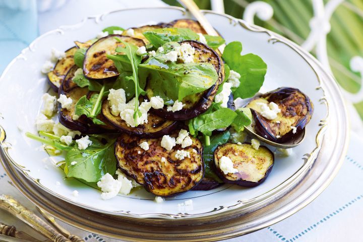 Cooking Salads Eggplant, rocket and goats cheese salad