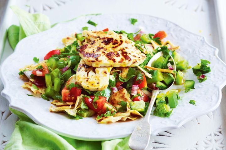 Cooking Salads Fattoush salad with grilled haloumi