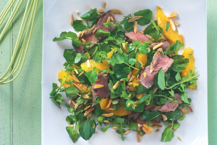 Cooking Salads Garlic beef and watercress salad