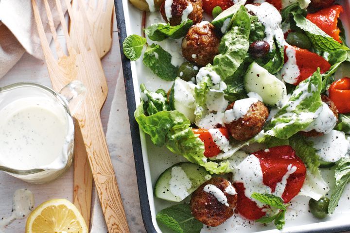 Cooking Salads Greek lamb meatball salad