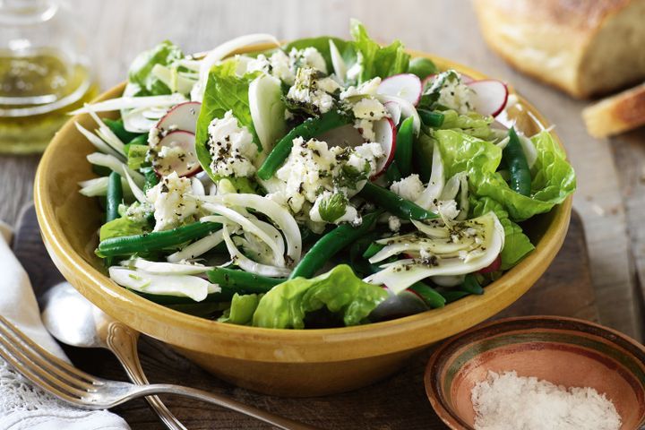 Cooking Salads Green bean, fennel and radish salad with persian feta