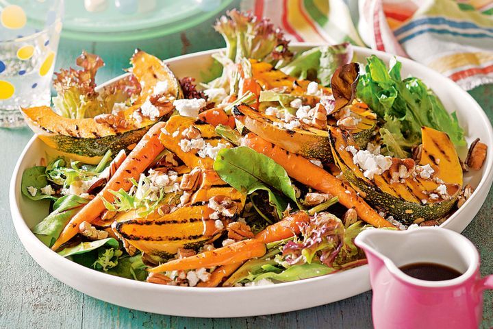 Cooking Salads Grilled pumpkin, carrot and pecan salad