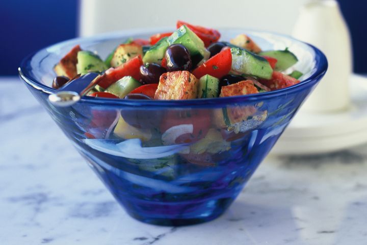 Cooking Salads Haloumi with Santorini salad