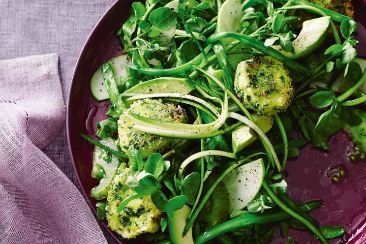 Cooking Salads Herb-crumbed goats cheese and avocado salad