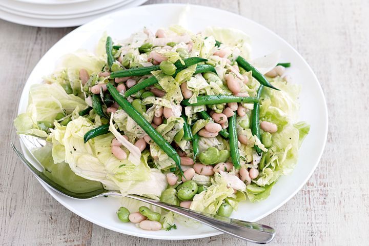 Cooking Salads Iceberg and three bean salad