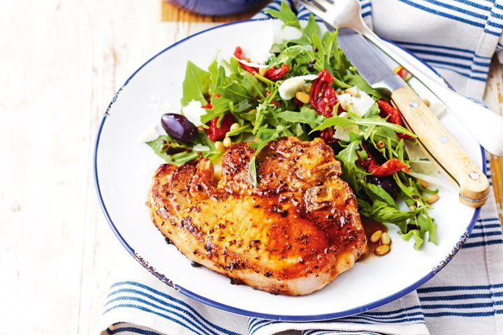 Cooking Salads Italian fennel and chilli pork chops with rocket salad
