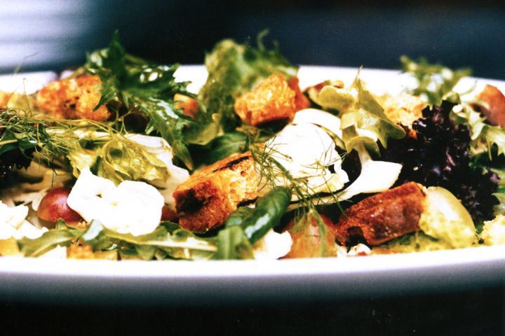 Cooking Salads Italian salad with panettone croutons