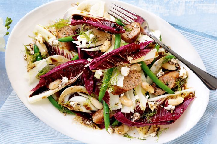 Cooking Salads Italian sausage salad with fennel, feta and treviso