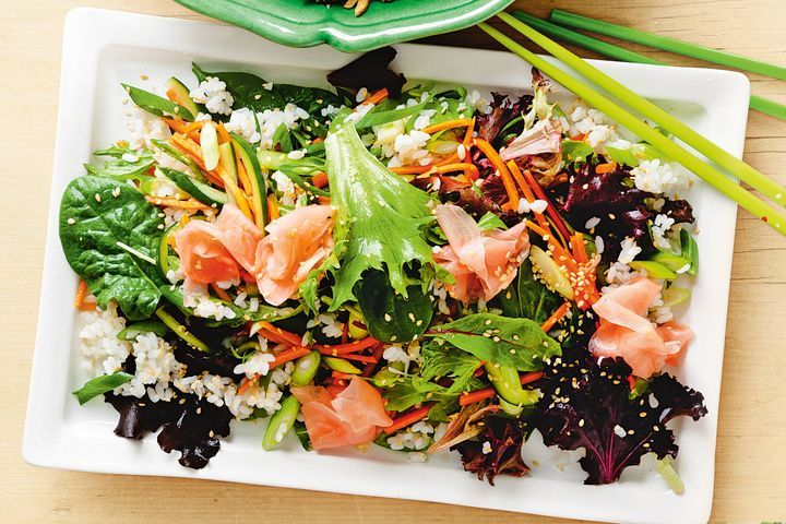 Cooking Salads Japanese-style rice and pickled vegetable salad