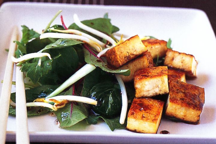 Cooking Salads Japanese tofu with asian greens salad