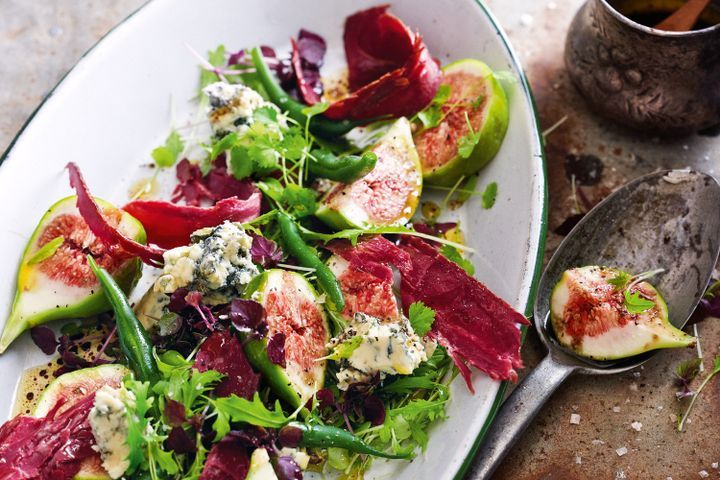 Cooking Salads Kangaroo prosciutto, fig and blue cheese salad