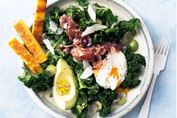 Cooking Salads Kind of caesar salad with polenta soldiers