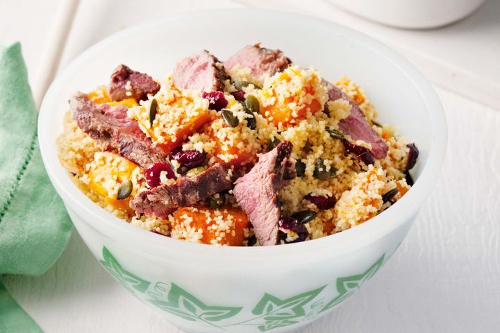 Cooking Salads Lamb, pumpkin and cranberry salad