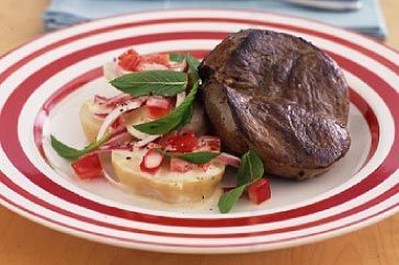 Cooking Salads Lamb steaks with potato and mint salad