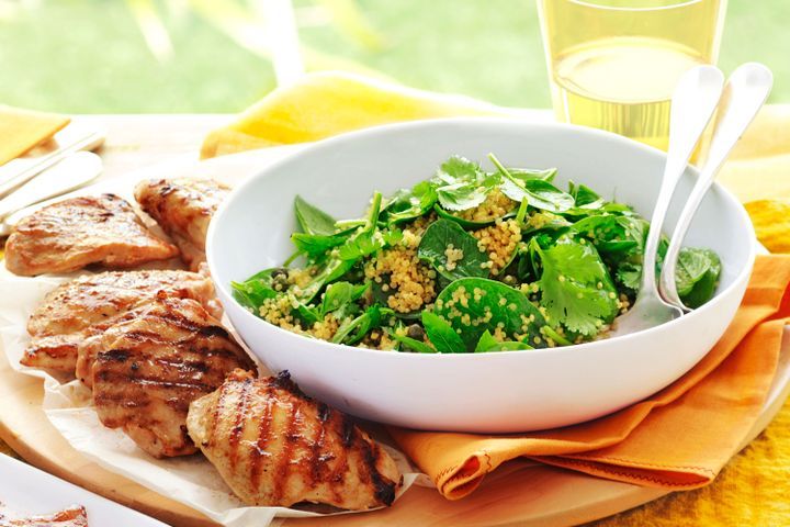 Cooking Salads Lime chicken with herb and quinoa salad