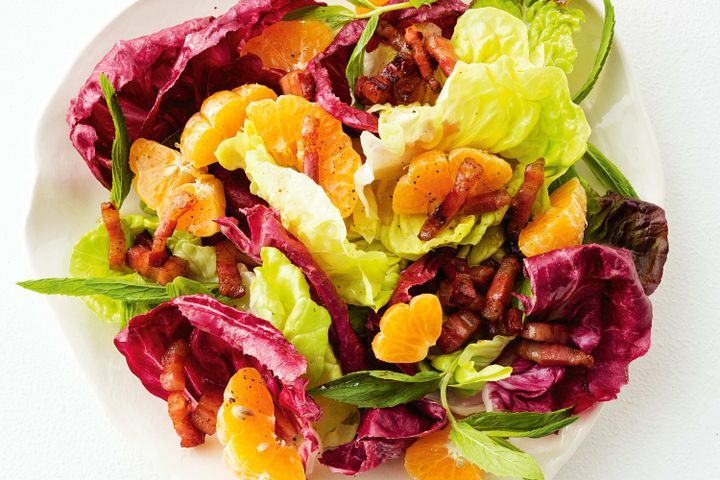 Cooking Salads Mandarin and pancetta salad