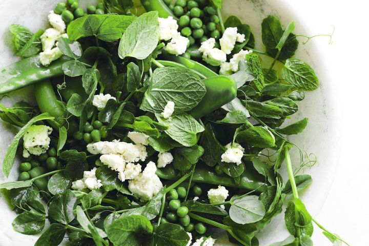 Cooking Salads Mixed pea, mint & feta salad