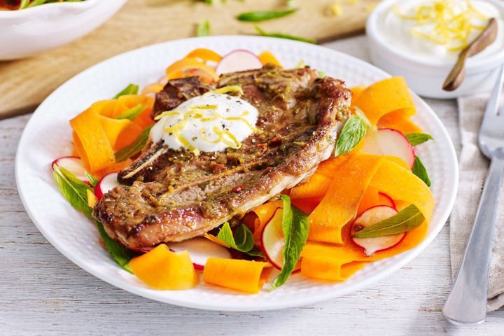 Cooking Salads Moroccan lamb with carrot and radish salad